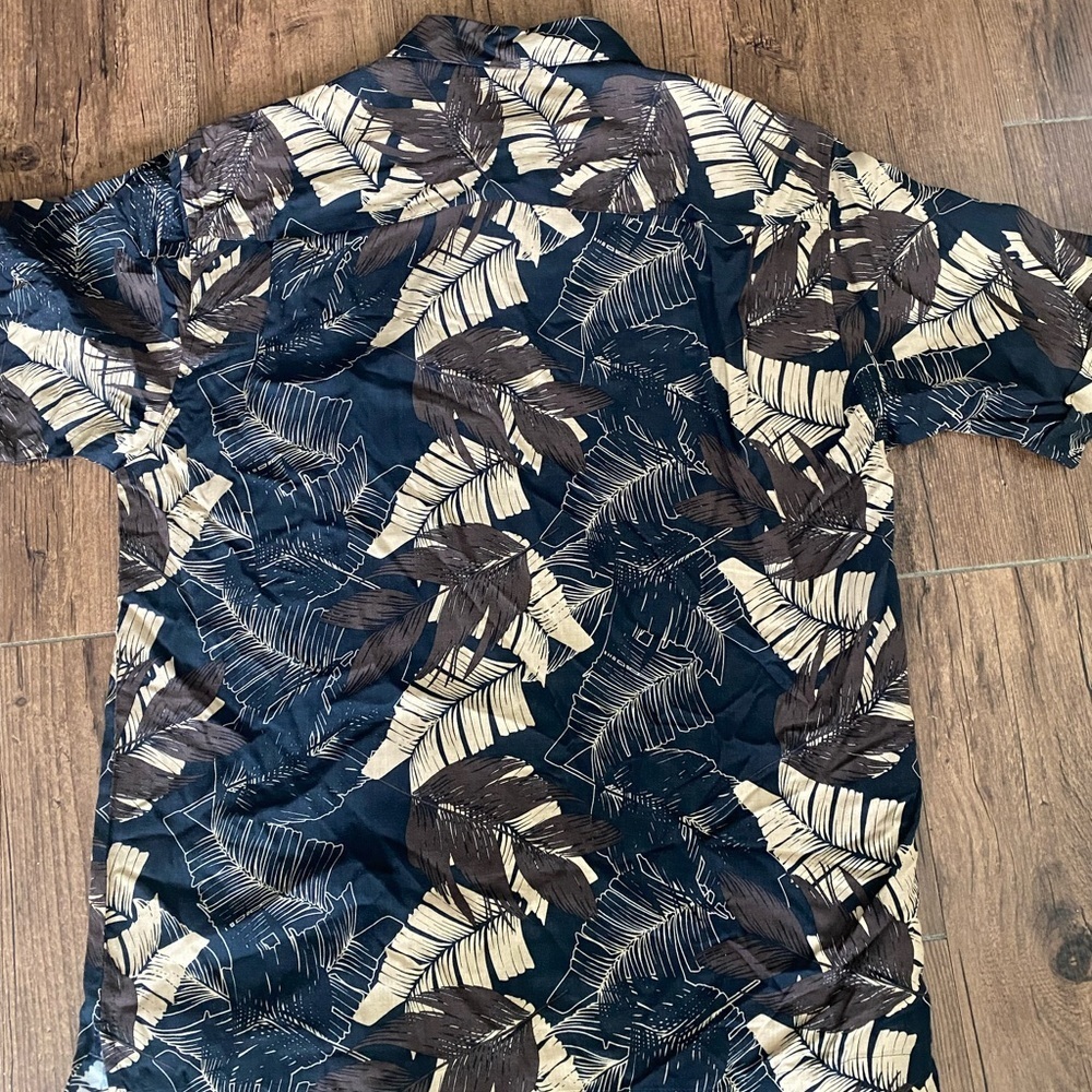 Cubavera Blue and Brown Casual Button Down Shirt Tropical Print - Picture 2 of 4